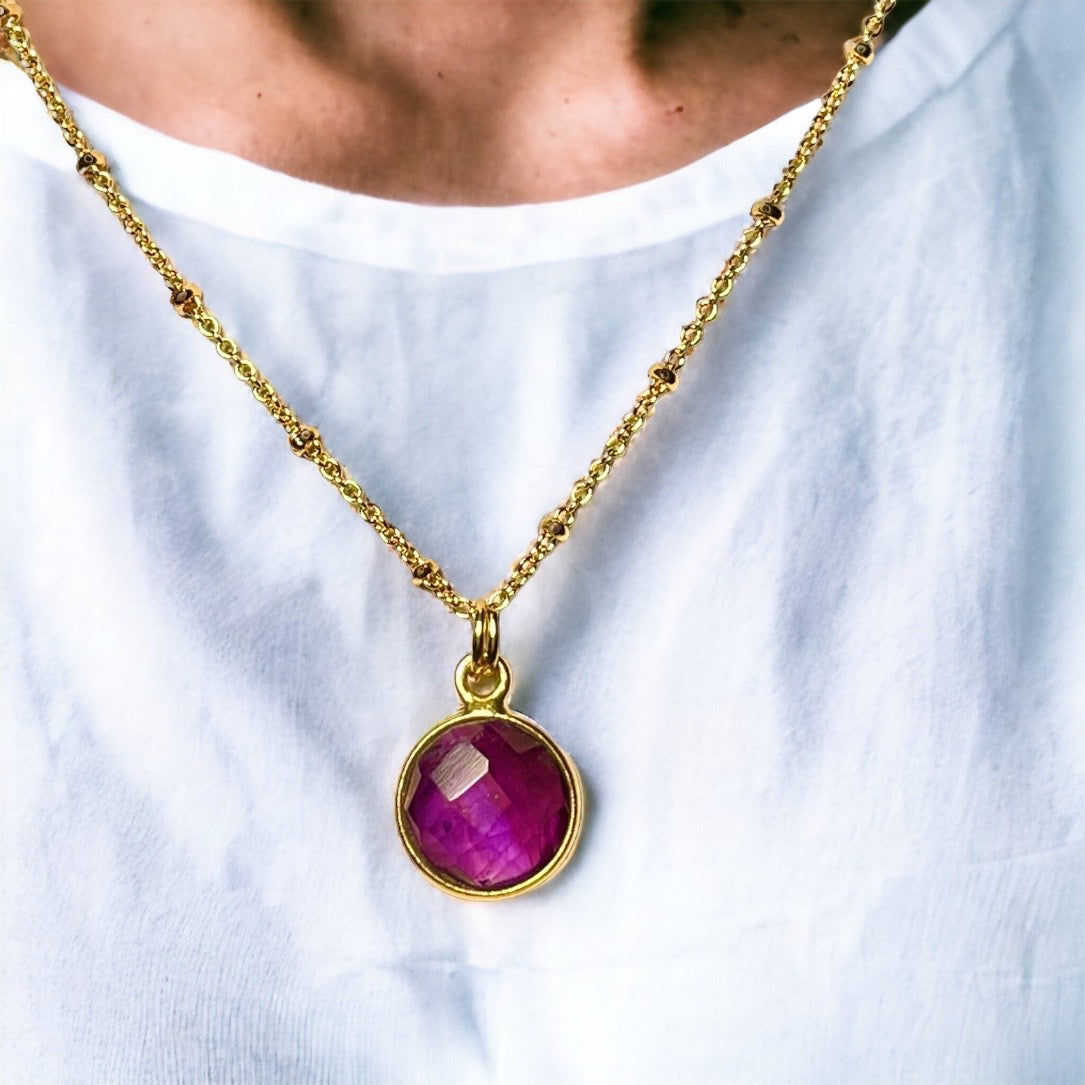 Pendentif "LINDA" doré or fin en Améthyste