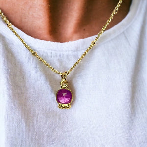Pendentif "LORENA" doré or fin pierre d’ Améthyste