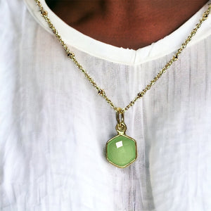 Pendentif "CARLA" doré or fin pierre Calcédoine bleue