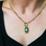 Pendentif "NAOMI" doré or fin pierre Labradorite