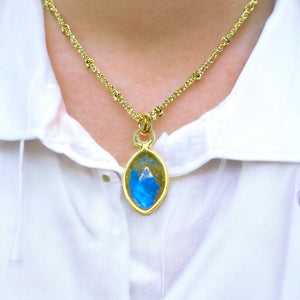 Pendentif "KAYLEE" doré or fin pierre Labradorite