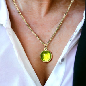 Pendentif "VALERIA" doré or fin pierre de Péridot