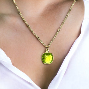 Pendentif "VALERIA" doré or fin pierre de Péridot