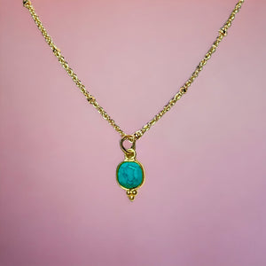 Pendentif "LORRAINE" doré or fin pierre Turquoise
