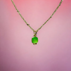 Pendentif "ANGELICA" doré or fin pierre Calcédoine