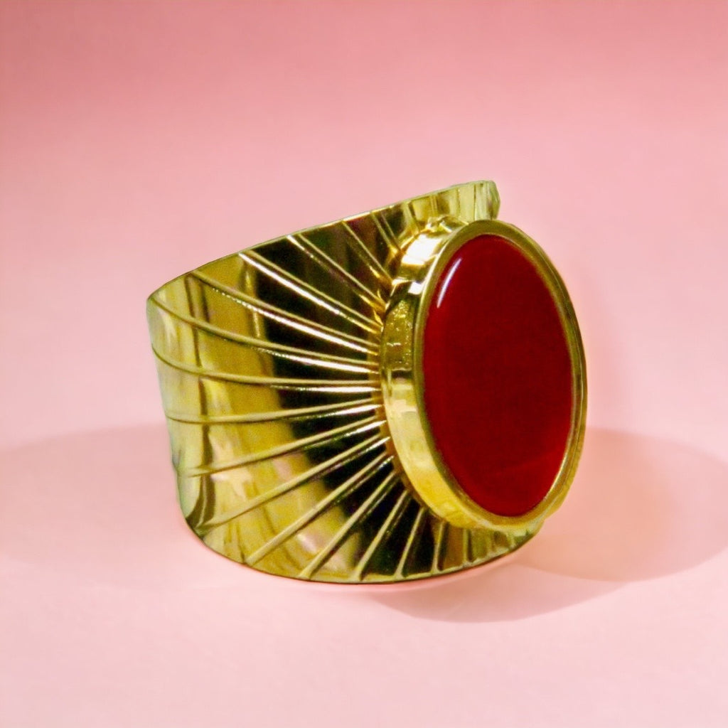 Bague "ZORA" adaptable avec Cornaline