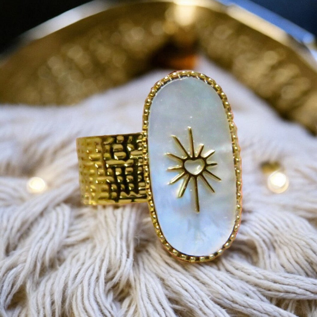 Bague "DIANA" adaptable avec Nacre naturelle