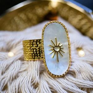 Bague "DIANA" adaptable avec Nacre naturelle