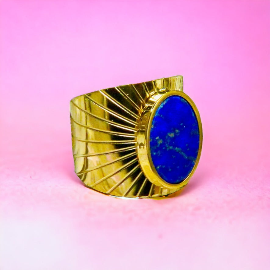 Bague "RACHEL" adaptable avec Lapis lazuli