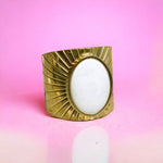 Bague "MADELEINE" adaptable avec Agate blanche