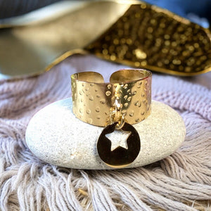Bague "ISABELLE" en acier inoxydable adaptable avec breloque étoile
