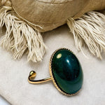 Bague "OCEANE" dorée or fin en pierre d' Agate mousse