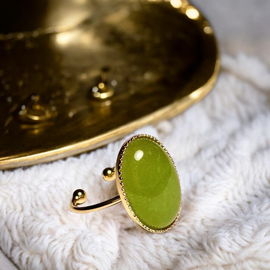 Bague "ELSA" dorée or fin en pierre d'Aventurine