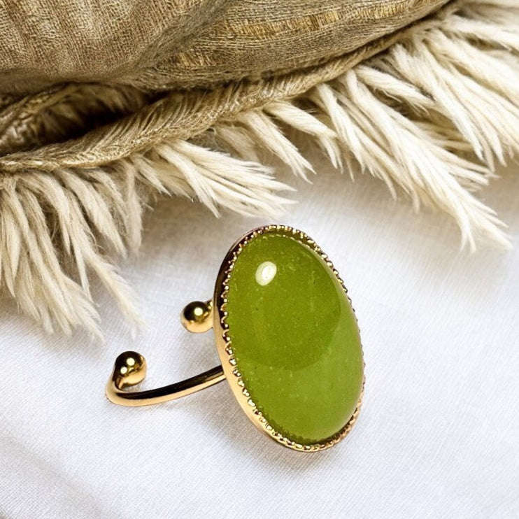 Bague "ELSA" dorée or fin en pierre d'Aventurine