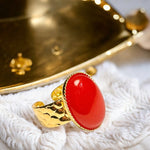 Bague "JUSTINE" dorée or fin en pierre de Cornaline
