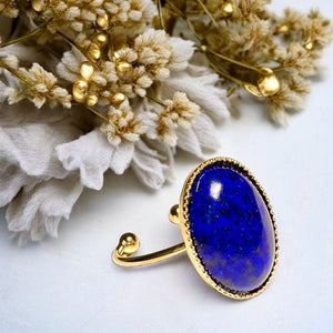 Bague "ELISA" dorée or fin en pierre de Lapis Lazuli