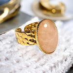 Bague "COLINE" dorée or fin en pierre de Quartz Rose