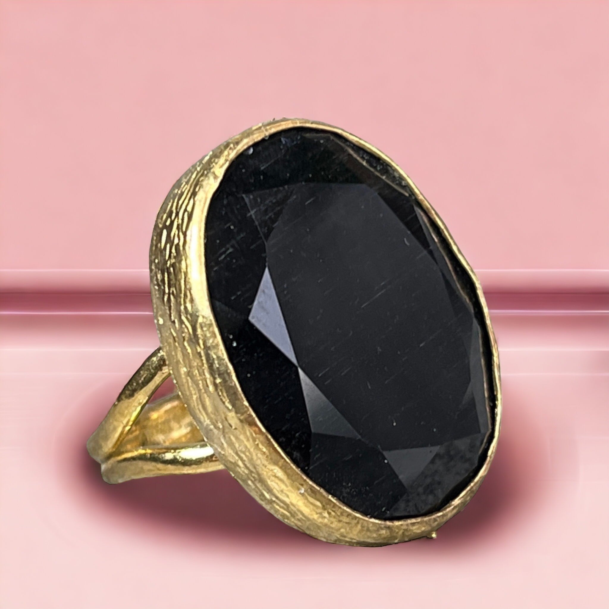 bague-femme-pierre-agate-noire-naturelle-doree-tourmalyn-bijoux