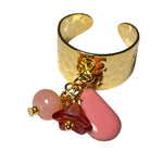 bague doree or fin pierre naturelle Opale verre tcheque sequin - vue face
