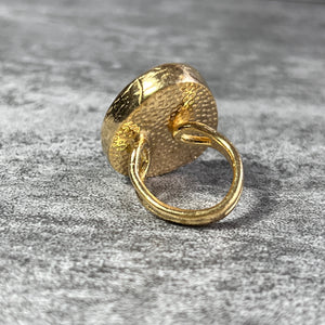 bague femme pierre naturelle agate blanche doree or fin - vue arrière