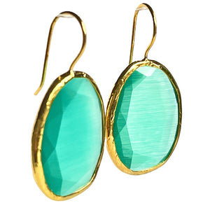 boucles oreilles agate bleu turquoise - vue cote