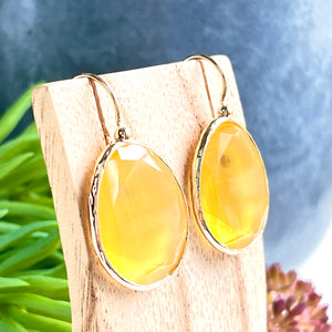 boucles oreilles agate jaune - sur support cote