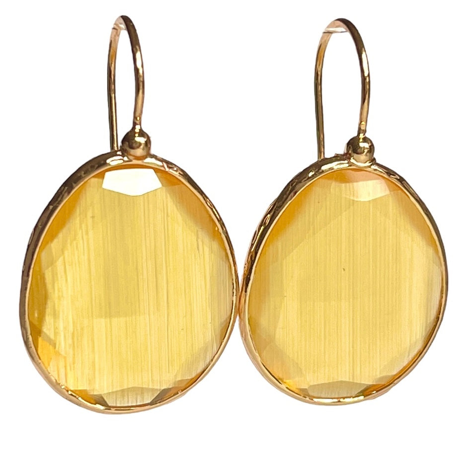 boucles oreilles agate jaune - vue face