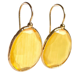 boucles oreilles agate jaune - vue cote