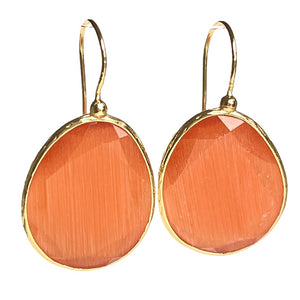 boucles oreilles femme agate orange or