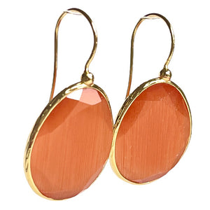 boucles oreilles femme agate orange or - vue cote