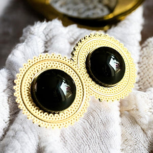 Boucles d'oreilles "VALENTINE" acier inoxydable et onyx