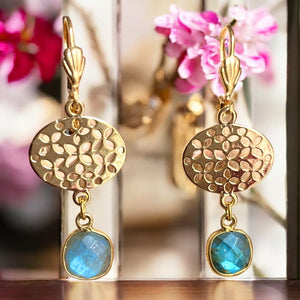 Boucles d’oreilles "SKYLAR" dorées or fin Labradorite