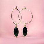 Boucles d'oreilles  "CALISTA" créoles Perles noires