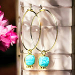 Boucles d'oreilles "ADELE" Amazonite dorées or fin