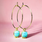 Boucles d'oreilles "ADELE" Amazonite dorées or fin