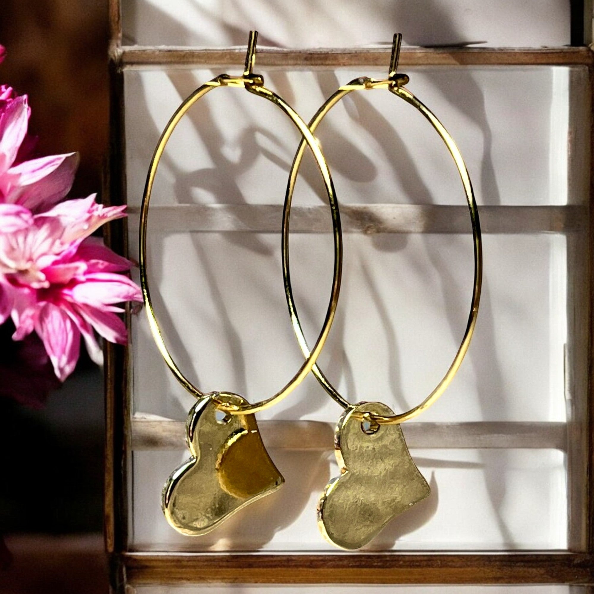 Boucles d'oreilles "MIREILLE" charms dorés or fin