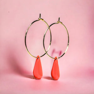 Boucles d'oreilles "JACQUELINE" charms sequin émaillé dorées or fin