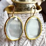Boucles d’oreilles "COLORADO" pierre naturelle Agate grise dorées or fin
