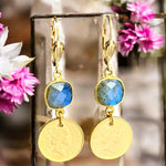 Boucles d’oreilles "NOVA" dorées or fin Labradorite