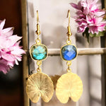 Boucles d’oreilles "SLOANE" dorées or fin Labradorite