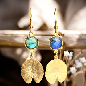 Boucles d’oreilles "SLOANE" dorées or fin Labradorite