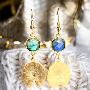 Boucles d’oreilles "SLOANE" dorées or fin Labradorite