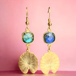 Boucles d’oreilles "SLOANE" dorées or fin Labradorite