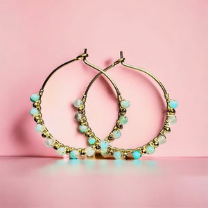 Boucles d'oreilles "EVELYNE" en acier inoxydable et amazonite