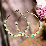 Boucles d'oreilles "EVELYNE" en acier inoxydable et amazonite