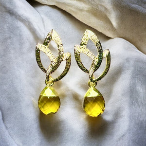 Boucles d’oreilles "ZOEY" dorées or fin de Citrine