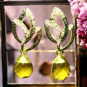 Boucles d’oreilles "ZOEY" dorées or fin de Citrine