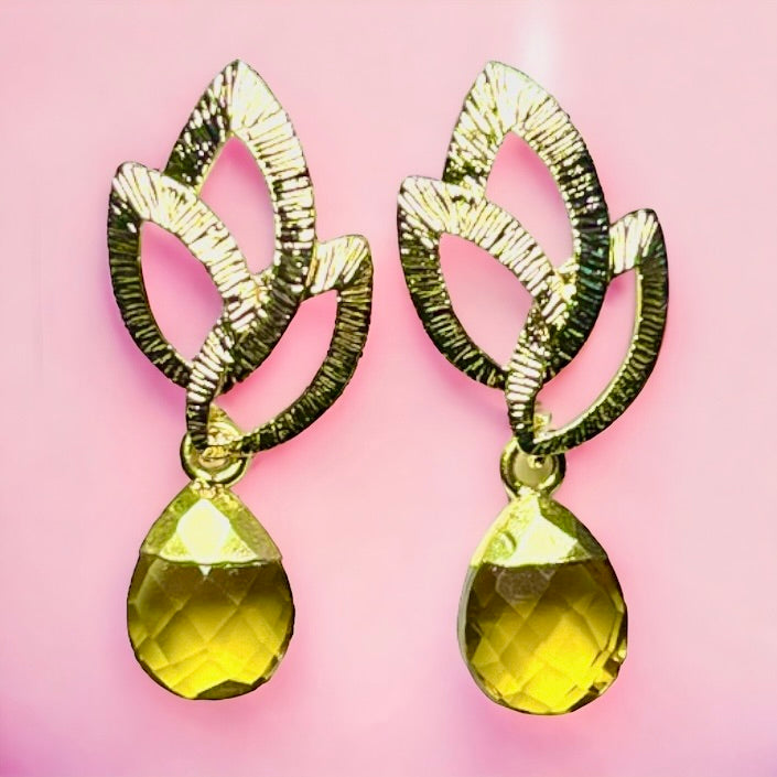 Boucles d’oreilles "ZOEY" dorées or fin de Citrine