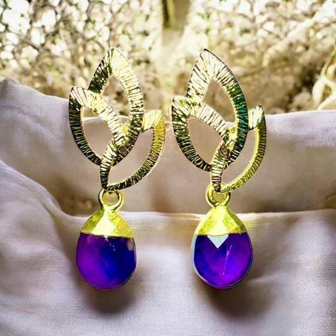 Boucles d’oreilles "ORIANNE" dorées or fin Améthyste