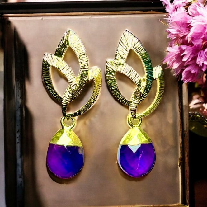 Boucles d’oreilles "ORIANNE" dorées or fin Améthyste
